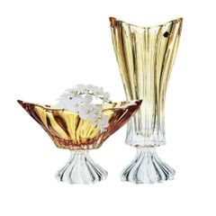  Lọ hoa pha lê Bohemia Plantica 40cm chân cao nhiều màu 