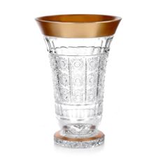 Lọ hoa pha lê chân đế tròn Arcade 30.5cm khảm vàng