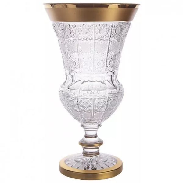 Lọ hoa pha lê cúp Arcade 30.5cm khảm vàng