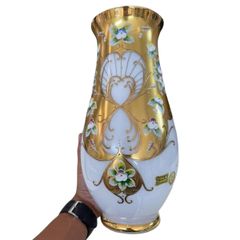 Lọ hoa pha lê mạ vàng Egermann cao 30cm - Bohemia
