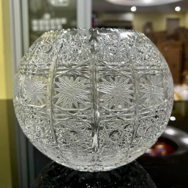 Lọ hoa pha lê mài Bohemia M57 20cm hình cầu