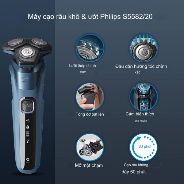 Máy cạo râu Philips S5582/20 khô và ướt