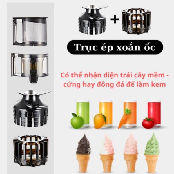 Máy ép chậm Hurom H300L với trục ép xoắn ốc cho vắt kiệt trái cây