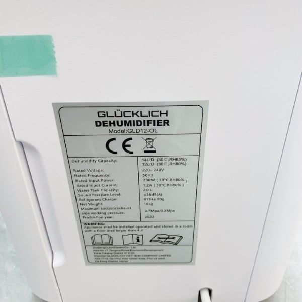Máy hút ẩm Glucklich 14 lít /ngày phòng 30m