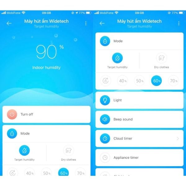 Máy hút ẩm Xiaomi New Widetech 12 lít kết nối app, hẹn giờ 12h, 2.2l