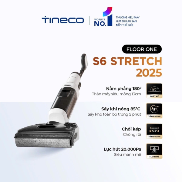 Máy lau nhà khô ướt cầm tay Tineco Floor One Stretch S6 2025 – Hàng Chính Hãng
