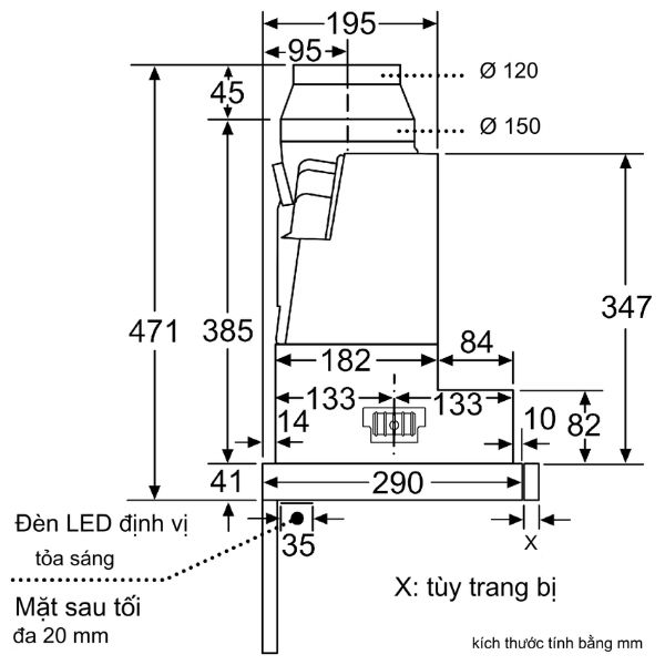 Máy hút mùi âm tủ Bosch DFR067A52 Series 4