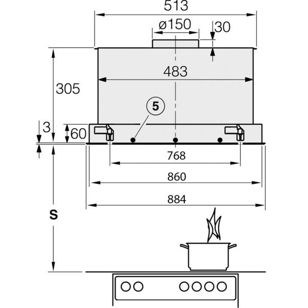 Kích thước của Máy hút mùi Miele DA 2698