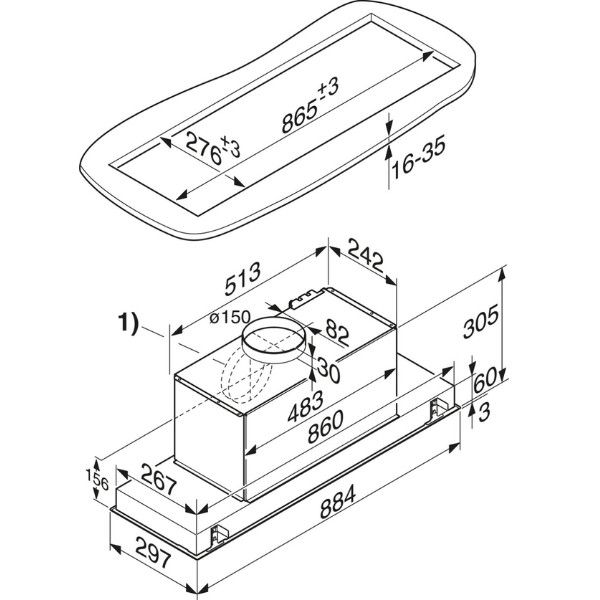 Kích thước của Máy hút mùi Miele DA 2698