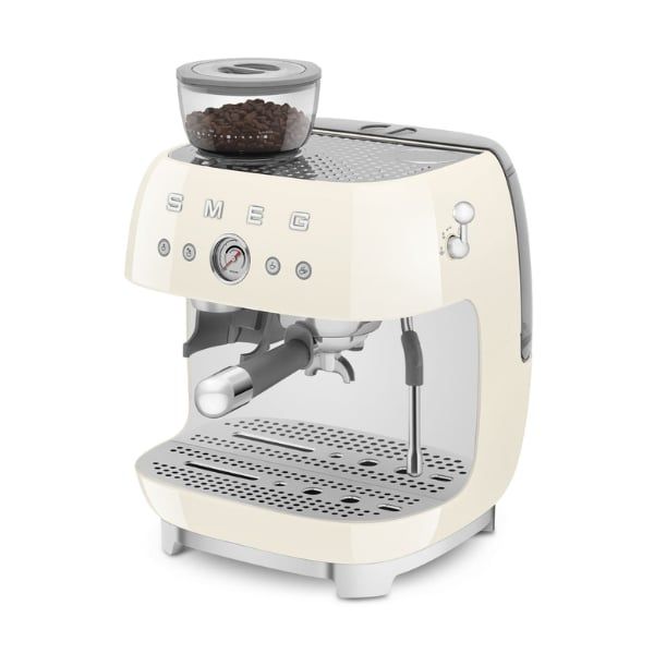 Máy pha cà phê thủ công Espresso Smeg EGF03CREU kèm xay hạt màu kem