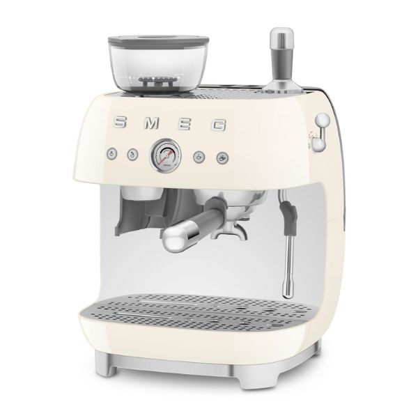 Máy pha cà phê thủ công Espresso Smeg EGF03CREU kèm xay hạt màu kem