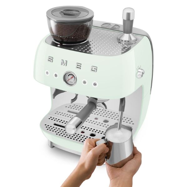 Máy pha cà phê thủ công Espresso Smeg EGF03PGEU kèm xay hạt xanh mint