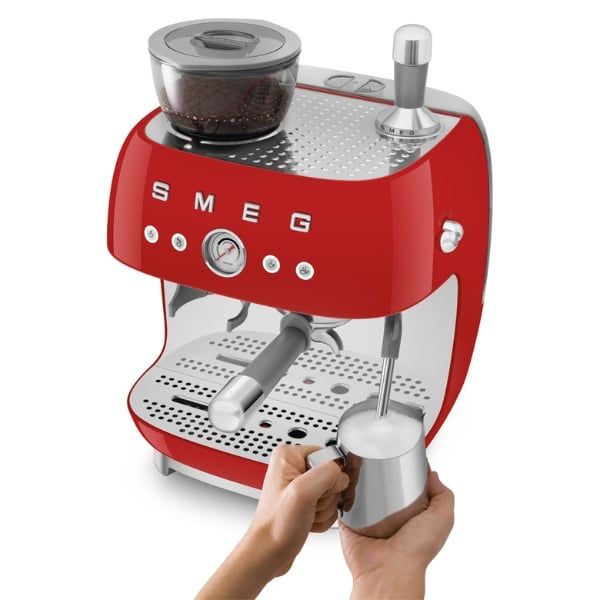 Máy pha cà phê thủ công Espresso Smeg EGF03RDEU kèm xay hạt màu đỏ