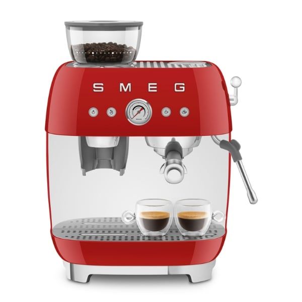 Máy pha cà phê thủ công Espresso Smeg EGF03RDEU kèm xay hạt màu đỏ