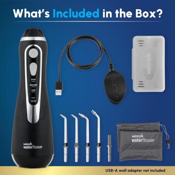 Máy tăm nước Waterpik WP582 / WP-582 màu đen cầm tay sạc USB từ tính