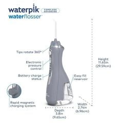  Máy tăm nước Waterpik WP587 / WP-587 Cordless Advanced 2.0 màu xám 