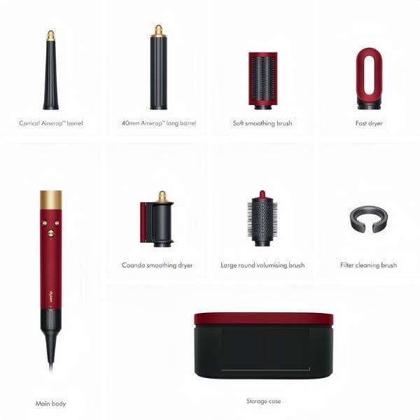 Máy tạo kiểu tóc Dyson Airwrap iD HS08 màu Nhung đỏ Red Velvet & Gold