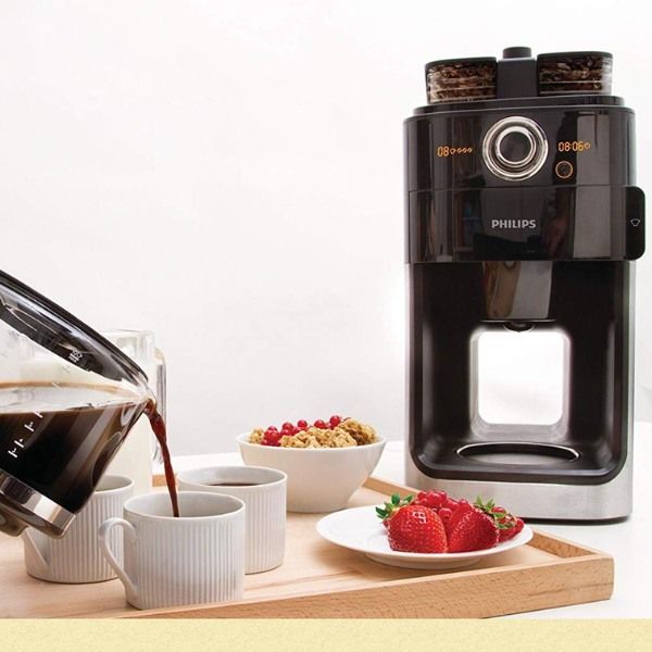 Máy xay cà phê Philips Grind & Brew HD7769/00 hẹn giờ, có ngăn đôi