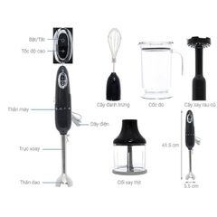  Máy xay cầm tay Smeg HBF02RDEU màu đỏ 