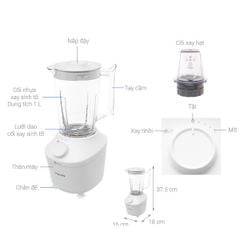  Máy xay sinh tố Philips HR2041/10 - 2 cối 