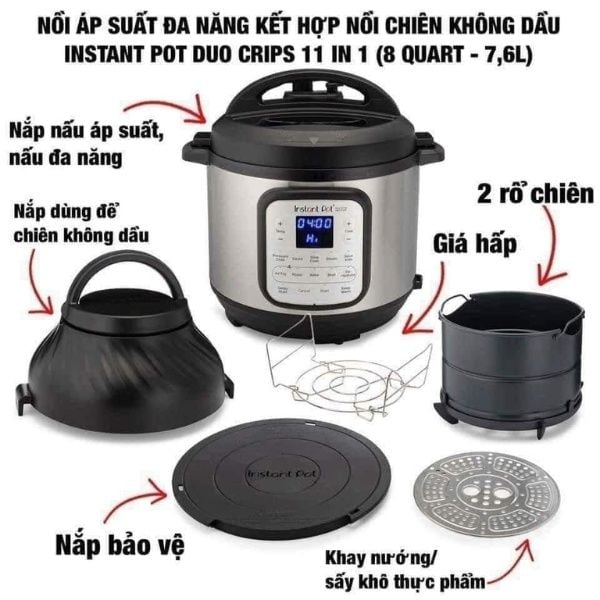 Nồi áp suất đa năng kết hợp chiên không dầu Instant Pot 11 in 1 7,6l