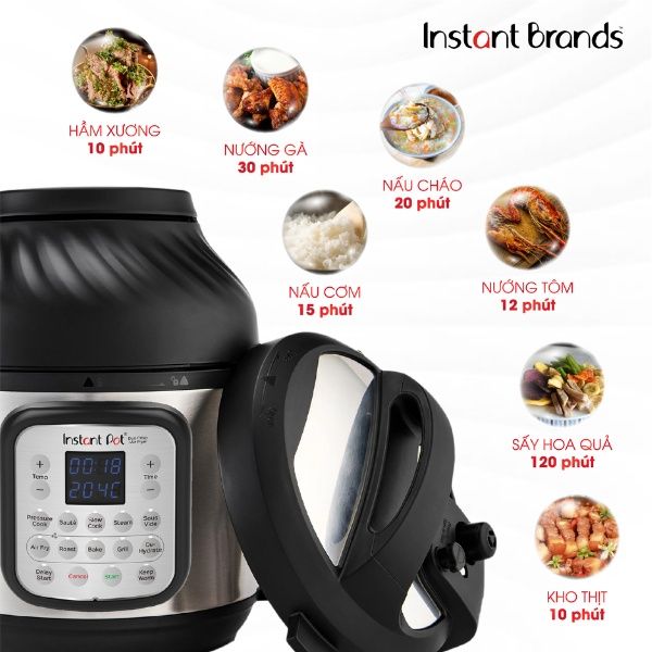 Nồi áp suất đa năng kết hợp chiên không dầu Instant Pot 11 in 1 7,6l