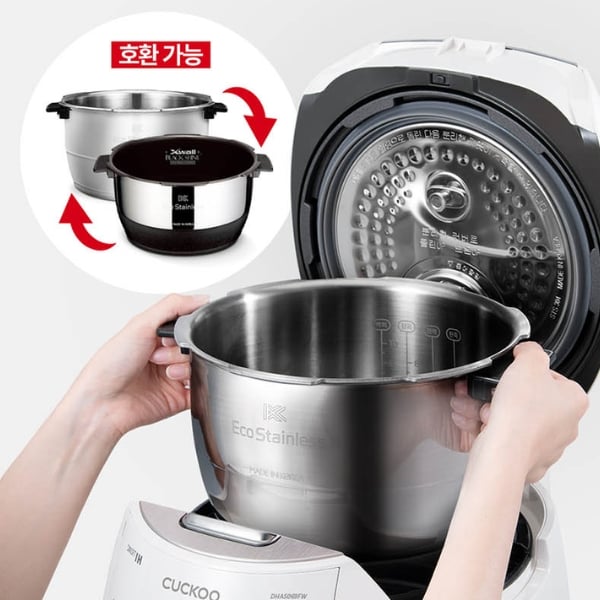 Nồi cơm điện cao tần Cuckoo CRP DHAS069FW 1.08L (Lòng inox) áp suất - Màu trắng