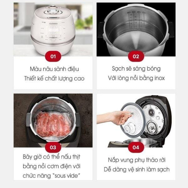 Nồi cơm điện cao tần Cuckoo CRP DHAS069FW 1.08L (Lòng inox) áp suất