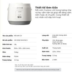  Nồi cơm điện Cuckoo CR1095 1.8 lít 