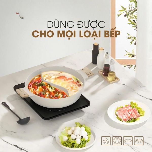 Nồi lẩu 2 ngăn SK đường kính 28cm - Nội địa Hàn