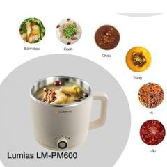  Nồi lẩu điện mini Lumias LM PM600 1.8 lít kèm khay hấp 