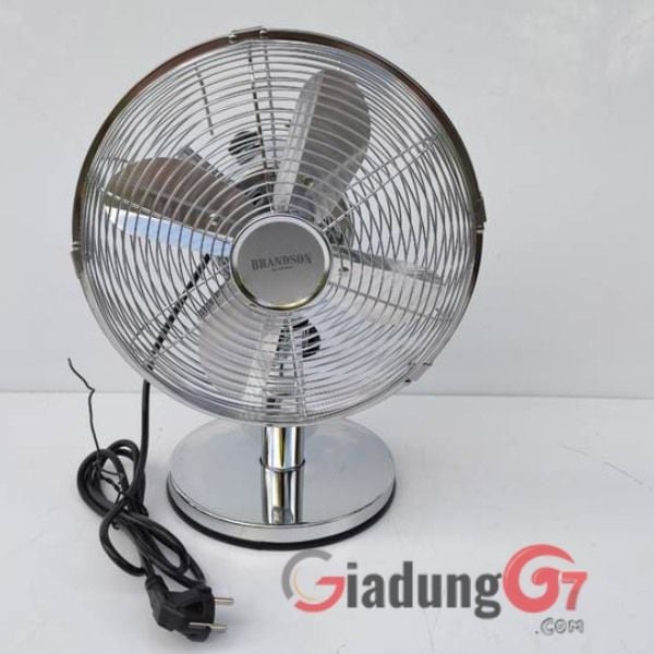 Brandson - quạt bàn thiết kế hoài cổ - quạt có 3 mức tốc độ - quạt di động - dao động 80° - góc nghiêng khoảng 40° - vỏ hoàn toàn bằng kim loại chắc chắn - Silverline