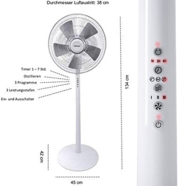Quạt cây Steba VT5 với 3 chế độ gió, có hẹn giờ, điều khiển từ xa