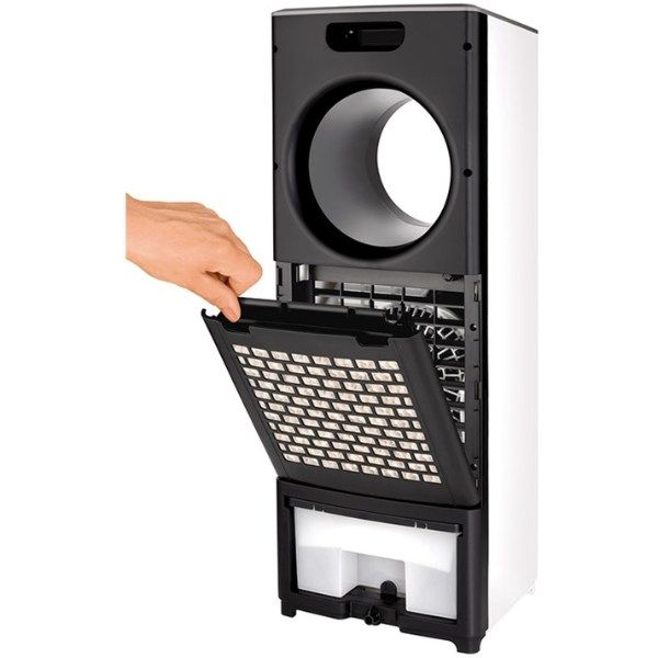 Quạt điều hòa Unold 86990 Trang bị hệ màng lọc, loại bỏ 99,95% bụi bẩn, vi khuẩn,… kể cả bụi mịn kích thước siêu nhỏ 0.3 micron, khử mùi và các khí độc hại như formaldehyde…