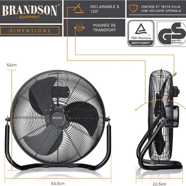 Quạt sàn Brandson 50cm Thiết Kế Retro Sang Trọng, Lưu Lượng Gió Lớn