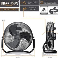  Quạt sàn Brandson 50cm 120W Nội địa Đức - Màu bạc/đen/đồng 