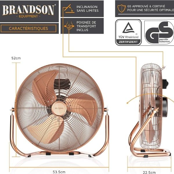 Quạt sàn Brandson 50cm Thiết Kế Retro Sang Trọng, Lưu Lượng Gió Lớn