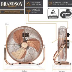  Quạt sàn Brandson 50cm 120W Nội địa Đức - Màu bạc/đen/đồng 