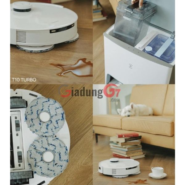 Robot hút bụi lau nhà Ecovacs Deebot T10 Turbo tự động giặt giẻ