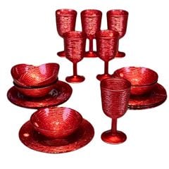  Set 18 món bát đĩa ly Viola - Germany (màu đỏ/ xám khói) 