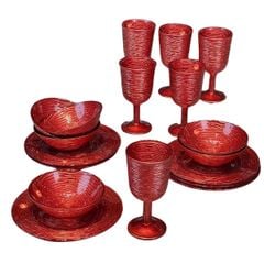  Set 18 món bát đĩa ly Viola - Germany (màu đỏ/ xám khói) 