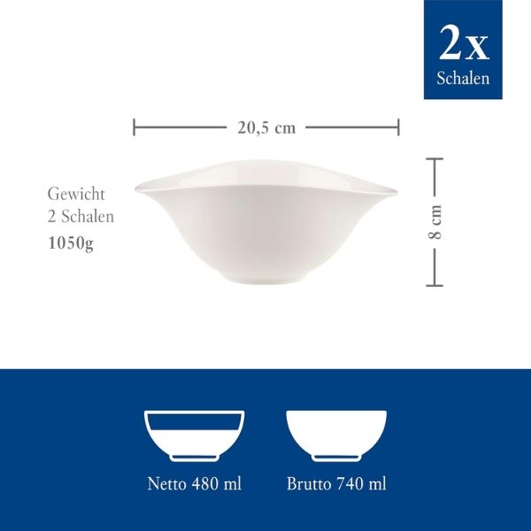Set 2 bát Villeroy & Boch Vapiano Salad 21x17 cm