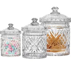  Set 3 hũ pha lê Dublin - 3 cỡ - màu trong suốt 