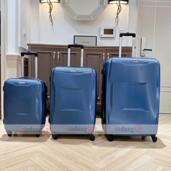 Mặt trước của Set 3 Vali Samsonite Pivot màu xanh