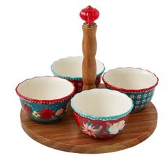  Set 4 bát gia vị kèm khay đế xoay The Pioneer Woman Lazy Susan 