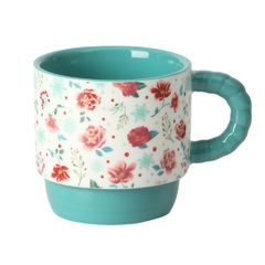  Set 4 cốc gốm kèm giá The Pioneer Woman Merry Meadow 370ml 