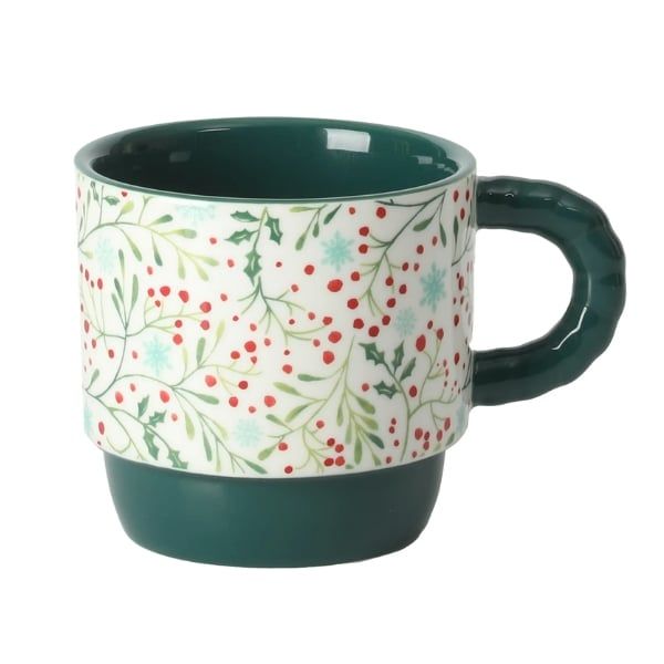 Set 4 cốc gốm kèm giá The Pioneer Woman Merry Meadow 370ml