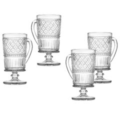  Set 4 cốc pha lê Dublin Claro 250ml có quai và chân đế 