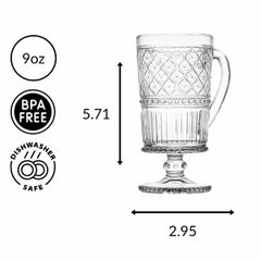  Set 4 cốc pha lê Dublin Claro 250ml có quai và chân đế 