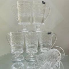  Set 4 cốc pha lê Dublin Claro 250ml có quai và chân đế 
